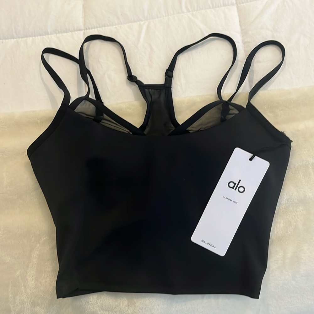 Alo Black Airlift Double Check Bra Tank. NEVER WORN.  Adjustable straps on back